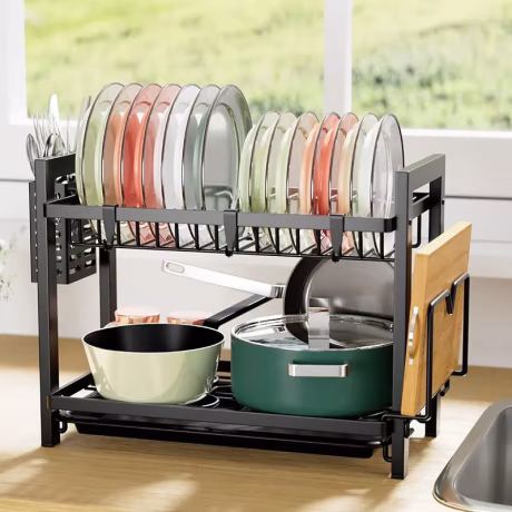 2024 NEW 2 layer mesa metal multifunctional tableware drainer dish rack kitchen Accessories cutting board drying Storage holder