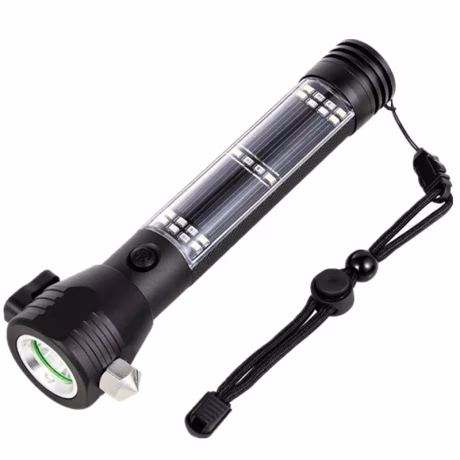 7 in 1 Car Emergency Solar Powered Rechargeable Linterna Solar Torch Light Multi-Functional Solar Flashlight With Power Bank