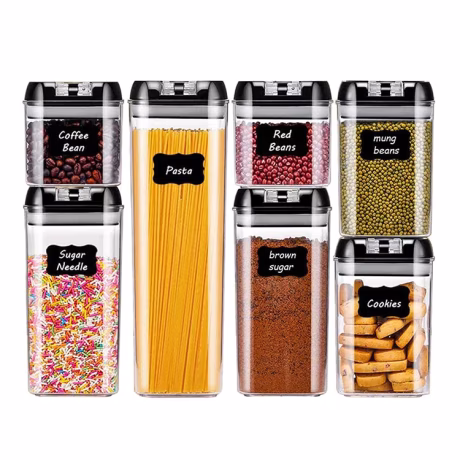 7-Piece Set of BPA Free Air Tight Food Containers for Pantry Organization and Storage
