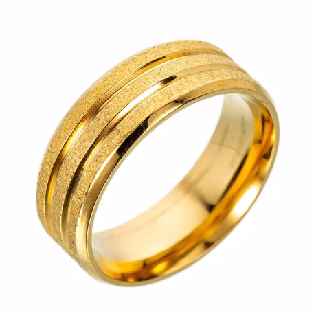 8mm Gold Titanium steel Carbide Ring Men Women Engagement Wedding Band Sandblasted Finish Grooved Beveled Edges rings