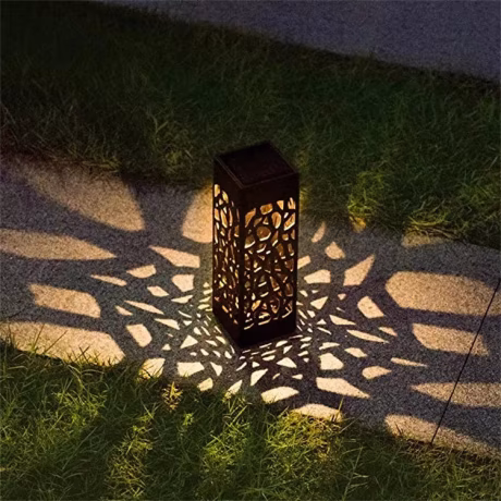 Amazon hot sale Solar Powered LED Garden Lights vintage hollow yard lamp Automatic Led for Patio Yard and Garden