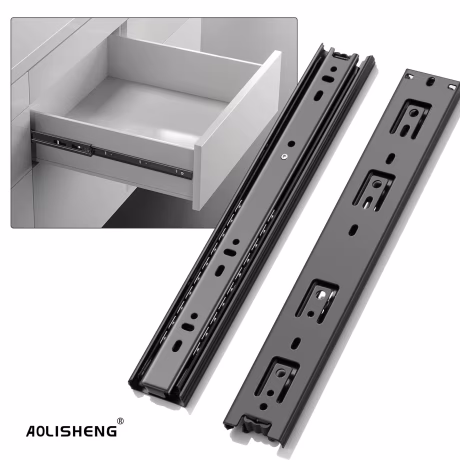 AOLISHENG Thickened Telescopic Drawer Slides 45mm Mute Three Sections Full Extension Ball Bearing Kitchen Cabinet Drawer Rail