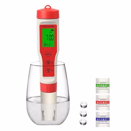 Backlight High Accuracy 4 in 1 PH EC Temperature Digital TDS Meter for Household Drinking Pool and Aquarium