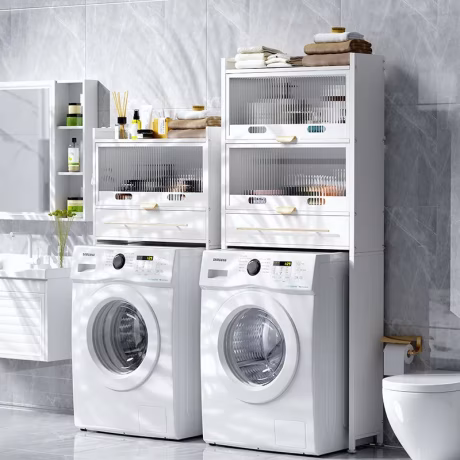 bathroom closestool above With cabinet door Toilet rack Adjustable height balcony washing machine organization Storage cabinet