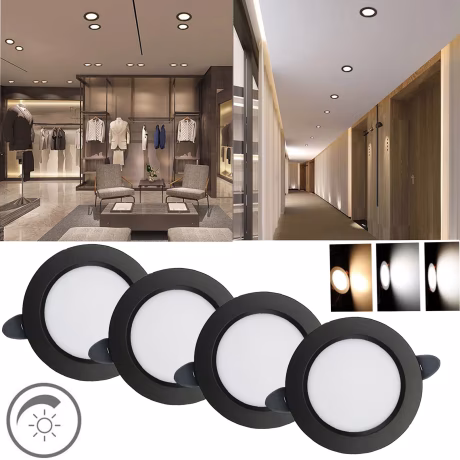Black Modern Dimmable LED Ceiling Light Recessed Fixture 5W Downlight AC220V Home Lighting