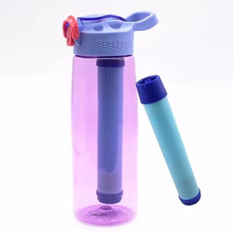 BPA Free Water Filter Bottles with 2-Stage Integrated Filter Straw for Backpacking, Camping and Travel