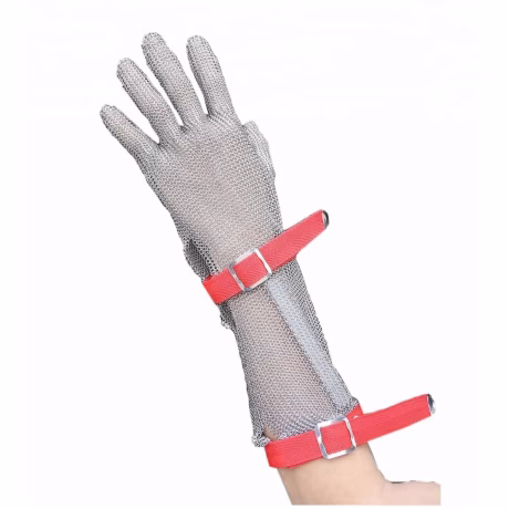 Chainmail Ring Mesh Anti Cutting Resistant Mesh Work Stainless Steel Gloves With 15mm Long Cuff