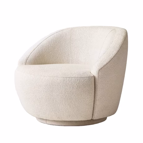 DISEN Furniture latest design High quality boucle fabric japandi living room chair White swivel lecco chair