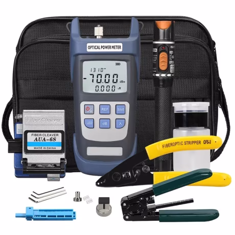 FTTH Splicing Optical Power Meter VFL Fiber Optic Cleaver Tool Bag Repair Kit Fibra Optica Network Toolkit 10KM FTTH Optic Tool