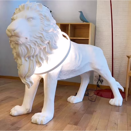 Glass fiber reinforced plastic lion sculpture lighting house decoration mall living room resin animal floor lamp