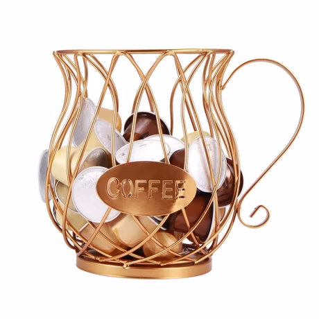 Gold Universal Coffee Capsule Storage Basket Vintage Coffee Pod Organizer Holder Black For Home Cafe Hotel Coffee Cup Basket