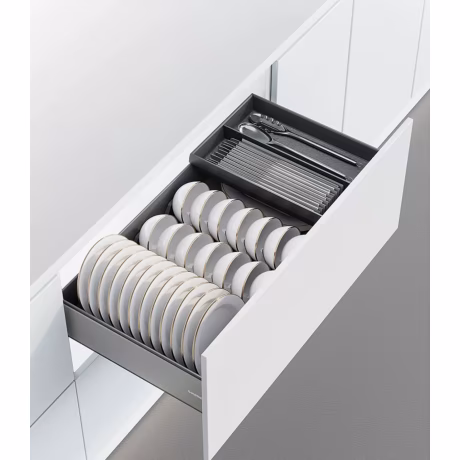 Goldmine Aurora tableware storage drawers New aluminum dishes and bowls organizers soft closing pullout cabinet accessories