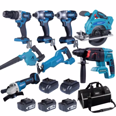 High quality factory wholesale New Power Original EKIIV Combo 8 In 1 Tool Kit Cordless Drill 4.0AH 5.0ah 6.0ah Big Battery