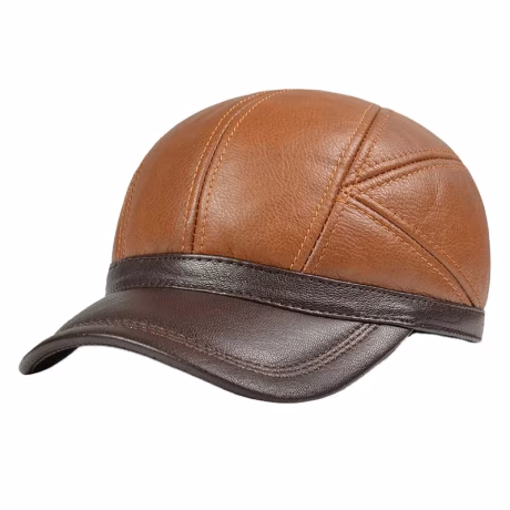 HL186 Genuine Leather Adjustable Solid Deluxe Baseball Ball Cap brand new old men's trucker hunting sport hats/caps