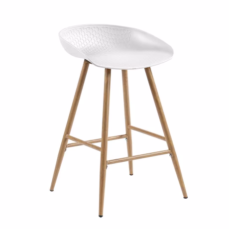 HOMEMORE Hot Sale Industrial Style Plastic Honeycomb Top Wood Grain Steel Legs Low Back Dining Chair for Home Bar Restaurant