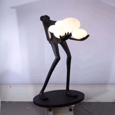 Human Statue Lights Decoration Villa Hotel Standing Beauty Girl Sculpture Floor Lamp Art Panorama Ball Lantern