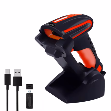 industrial 2D QR 1D BT wireless barcode scanner with base,universal base can charge the scanner for industrial barcode scanner