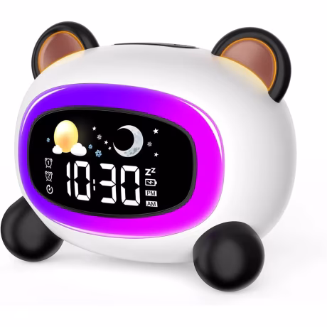 kids digital smart alarm battery clock hands with night light lamps sunrise wake up lights children clocks time sleep trainer