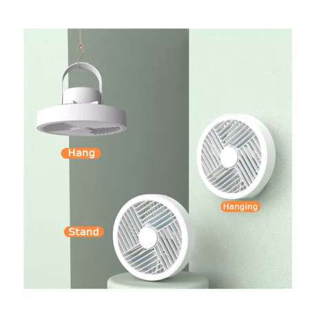 Outdoor Camping Ceiling Fan USB Portable Camping Fan Rechargeable Multifunctional Fan Hanging for Cool Lighting
