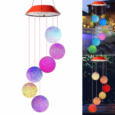 Outdoor Lights Color Changing LED garden ornaments Solar Powered Wind Chime Lights Mobile Hanging Solar Wind Chimes Ball