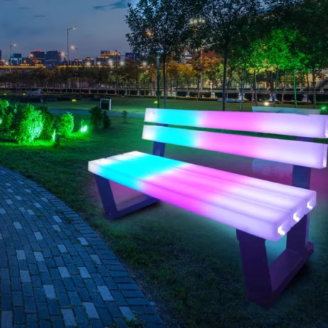 Plaza Mall Led Chair Set Furniture Lighting Decoration Garden Wire Leg Bench Furniture Seat Luminous Table Bench