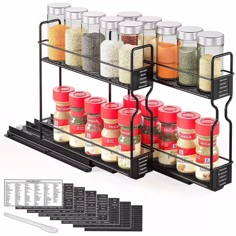 Pull Out Spice Rack Organizer Heavy Duty Slide Out Seasoning Kitchen Organizer Cabinet Organizer with Labels for Cabinet