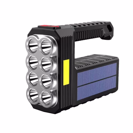 Rechargeable Spotlight 90000 Lumens Handheld LED Flashlight with Solar Powered Super Bright Searchlight for Fishing Camping