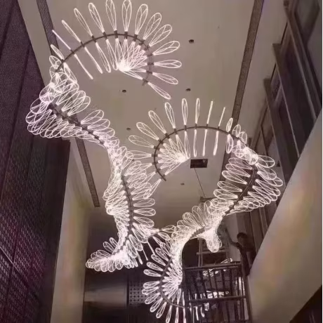 Removable Bracket Pendant Lamp Hotel Villa Decorative Crystal Hanging Light Gold Modern Luxury Led Ceiling Light Chandelier