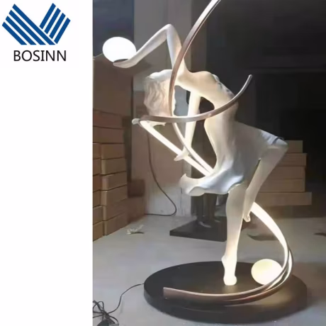 Sculpture Floor Lamp Life Dance Girl Art Body Beauty Lantern Ornament Decorative Hotel Hall Human Statue Lights