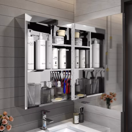 smart mirror cabinet illuminated bathroom mirror cabinet single door stainless steel wall mounted medicine cabinet led lighting