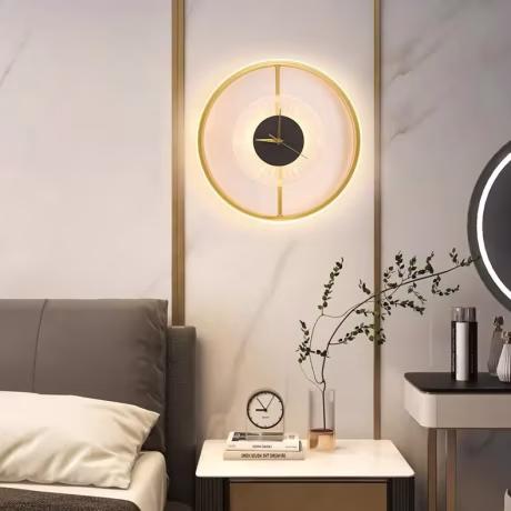 Unique Style Design Clock Wall Lamp Bedroom Bedside Aluminum Silicone Indoor Modern Wall Lamp Lighting Fixture