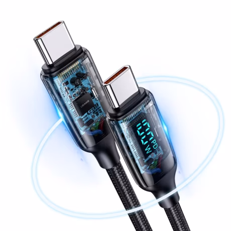 USAMS digital display flexible phone charger cables 100w pd super fast charging data transmit usb c to usb c cable for laptop