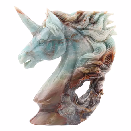 Wholesale High Quality Healing Blue Amazonite Stone Crystal Carving Unicorn Decoration Gifts Home Decoration Crystal Crafts