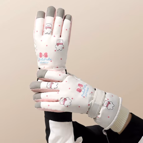 2024 Chic cute touchscreen waterproof anti slip riding running hand snow ski gloves in winter