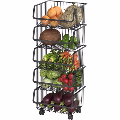 Antirust 5 Layers Removable Kitchen Organizer Cart Clothe Towel Bathroom Body Wash Shelf Dirty Clothes Storage Basket