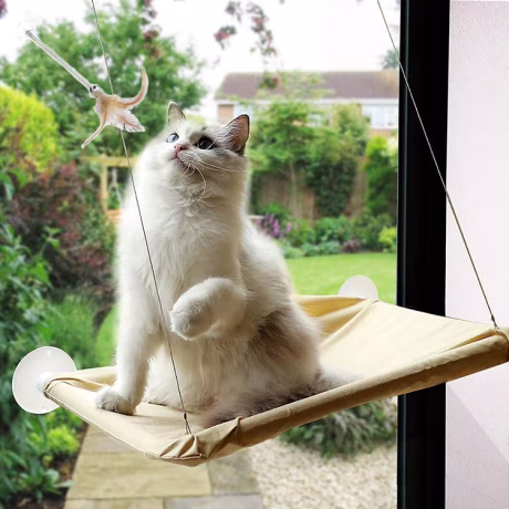 Cat Hammock Window Seat Breathable Mesh Cat Window Perch Space Saving Window Mounted Cat Bed For Sunbath