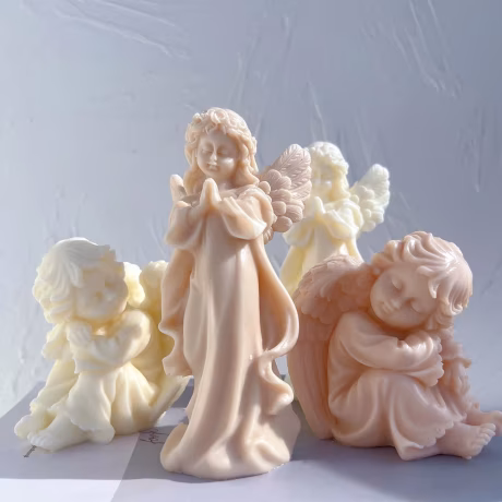 Cherub Silicone Mold Boy Art Sculpture Soy Wax Candle Mould Praying Girl Angel Statue Home Decor Gardening Crafts