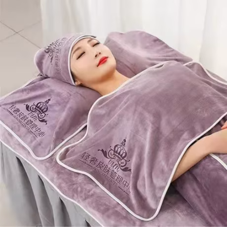 Custom Logo Microfiber Beauty Salon microfibre quick dry Towel Set Cover Turban Bed Bath Beauty Bath Skirt Suit For Beauty salon