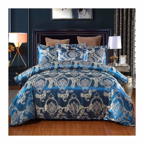 Fast Delivery 3PCS 228*228cm Luxury Silk Satin Duvet Covet Set Polyester Jacquard Bedding Set For Home