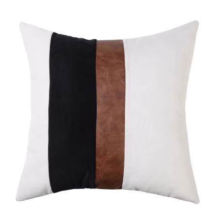 Faux Leather Linen Velvet Patchwork Throw Pillow Covers Modern Farmhouse Decorative Accent Cushion Covers For Couch Sofa Bed