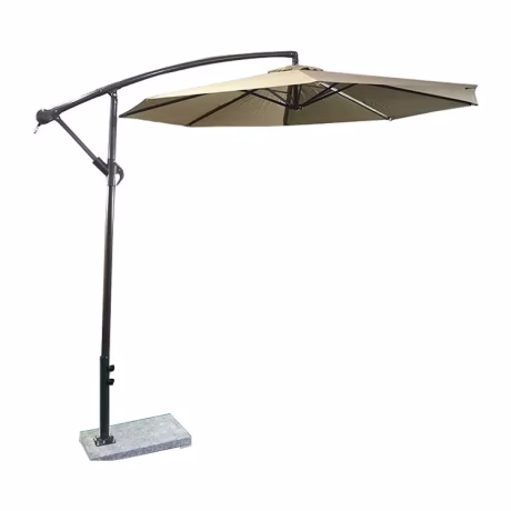 FEAMONT 3x3m Luxury Parasol Banana Aluminum with Green Pongee Fabric Waterproof UV Printed for Adults' Patio Garden Umbrella