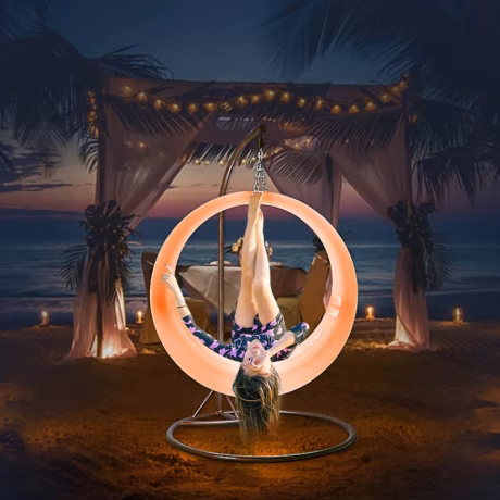 Garden Patio Swings with RGB Color Change Night Lamp PE Furniture Lighting Swings Rocking Chair Recreation Toys