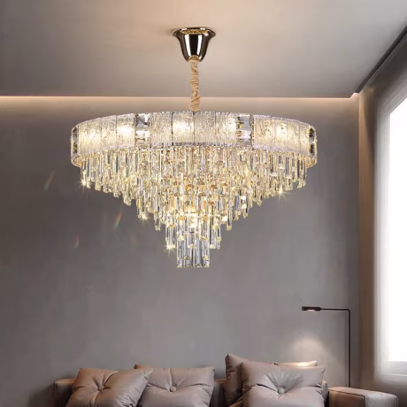 High Quality Clear Crystal Living Room Chandelier Lamp Ceiling Dining Room Pendant light Wedding Decor Hanging Light