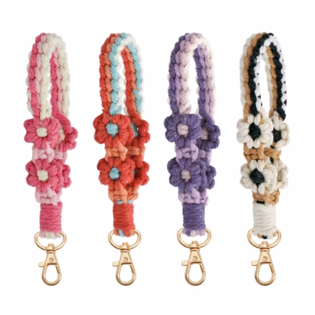 Keychain Wrist Lanyard Key Chain Handmade Bracelet Tassel Wristlet Strap Keyring Lanyards Handcrafted Woven Wrist Strap Keychain