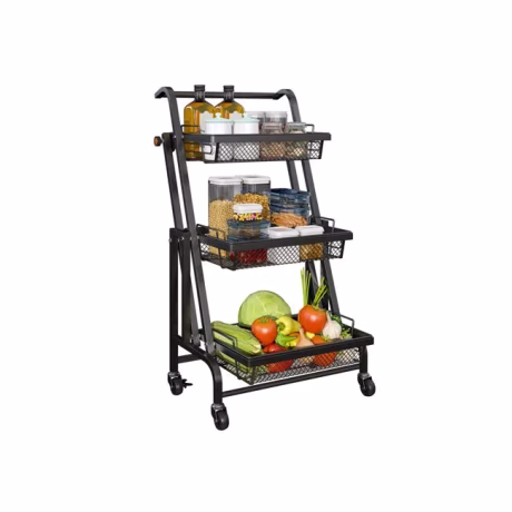 Kitchen bathroom hotel beauty Storage Organizer Utility Cart 3 Tier Mesh Wire Rolling Cart