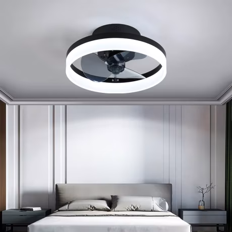 LED Flush Mount Remote Control Aluminium Bedroom Dining room LED Ceiling Light with Fan