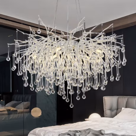 Modern black crystal chandeliers Living Room Dining Hall Entrance raindrop hanging ceiling decorative lights