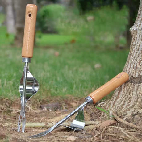 Wooden Stainless Steel Hand Manual Remover Home Garden Tool