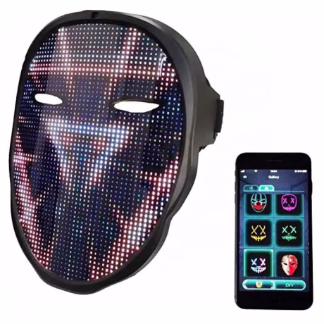 2023 New Technical Face Change Light Shield Masque LED Smart Face mask Halloween Disguise APP Message Programmable led masks