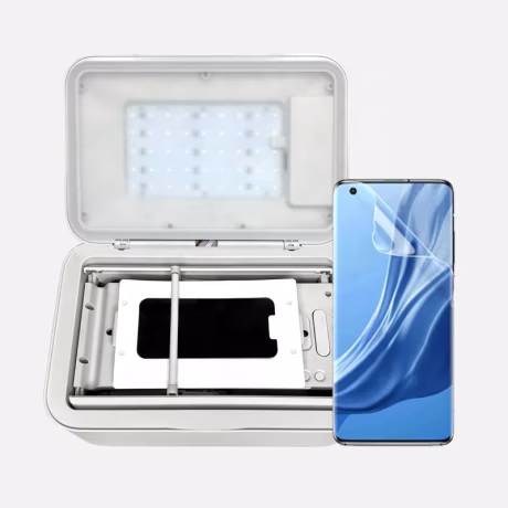 2024 MOMOTECH UV curing + vacuum ab sorption setting + automatic film 3-in-1 machine anti Universal 3in1 UV film machine